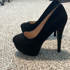 Black Suede Platform Heels